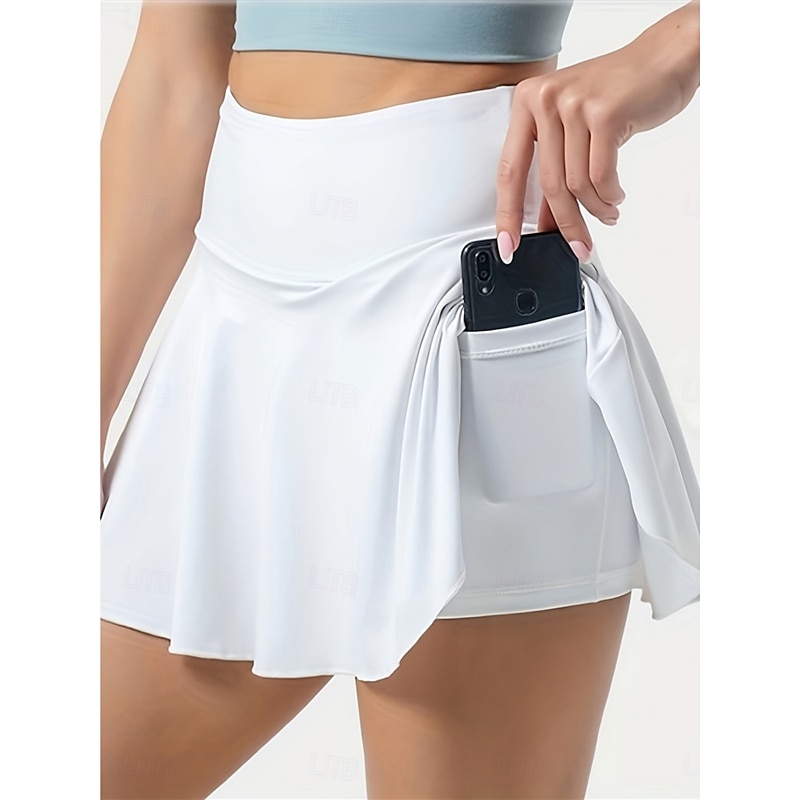 Women's Skirt A Line Fashion Casual Mini High Waist Skirts Plain Pocket Stretchy Sports Outdoor Daily Black White Pink Wine Summer Polyester2