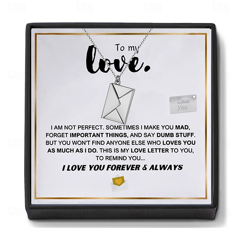 To My Love Necklace, Christmas Gift for Couple Romantic Jewelry with Message Card Box, Anniversary Present, Valentine Day Gift for Girlfriend, Boyfriend, Husband, Wife2