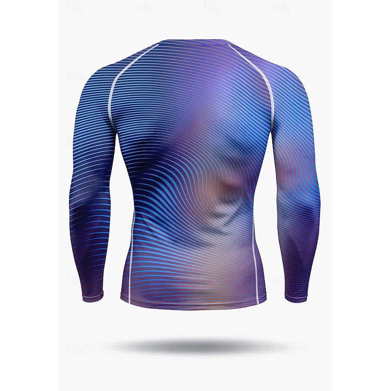 Men's Compression Shirt Running Shirt 3D Print Long Sleeve Shirt Gradient Quick Dry Compression Power Flex Moisture Wicking Gym Workout Active Training Exercise Sportswear Activewear Purple2