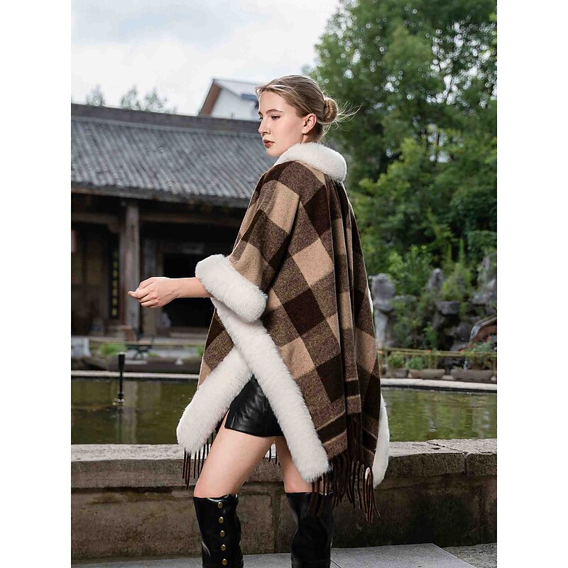 Faux Fur Wraps Elegant Casual Daily Half Sleeve Batwing Sleeve Polyester Wedding Wraps With Tassel For Special Occasion Fall & Winter4