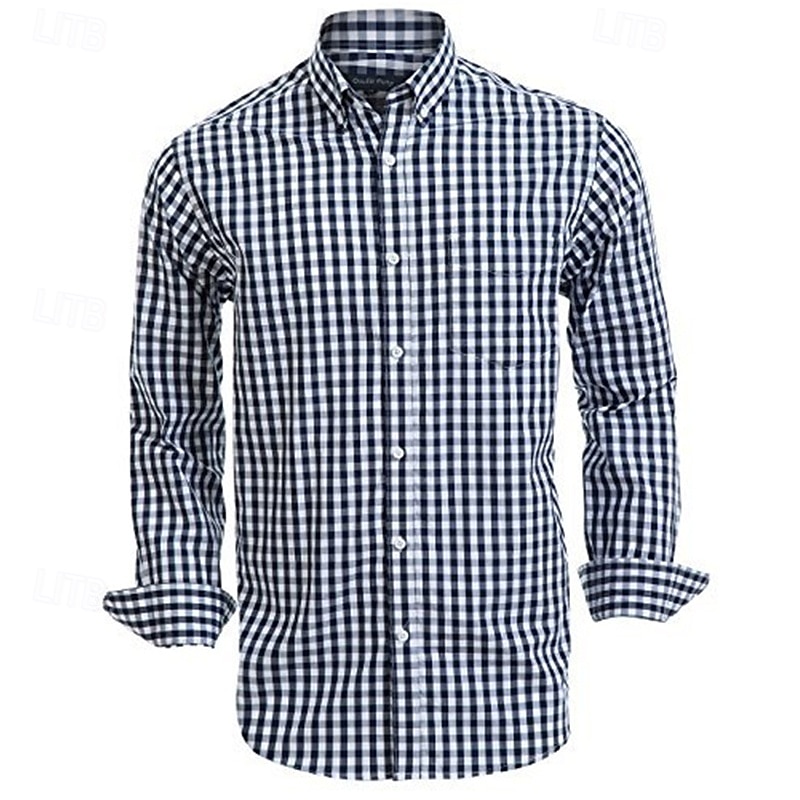 Men's Shirt Summer Shirt Casual Shirt Beach Shirt Button Up Shirt Black Red Blue Green Long Sleeve Plaid Lapel Vacation Hawaiian Buttons Clothing Apparel Polyester Fashion Casual Comfortable4