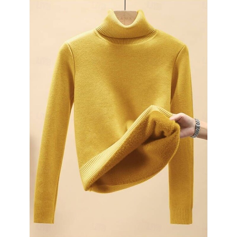 Women's Blouse Solid Color Stylish Casual Long Sleeve High Neck Regular Tops Daily Black Yellow Brown Khaki Spring Fall Winter4