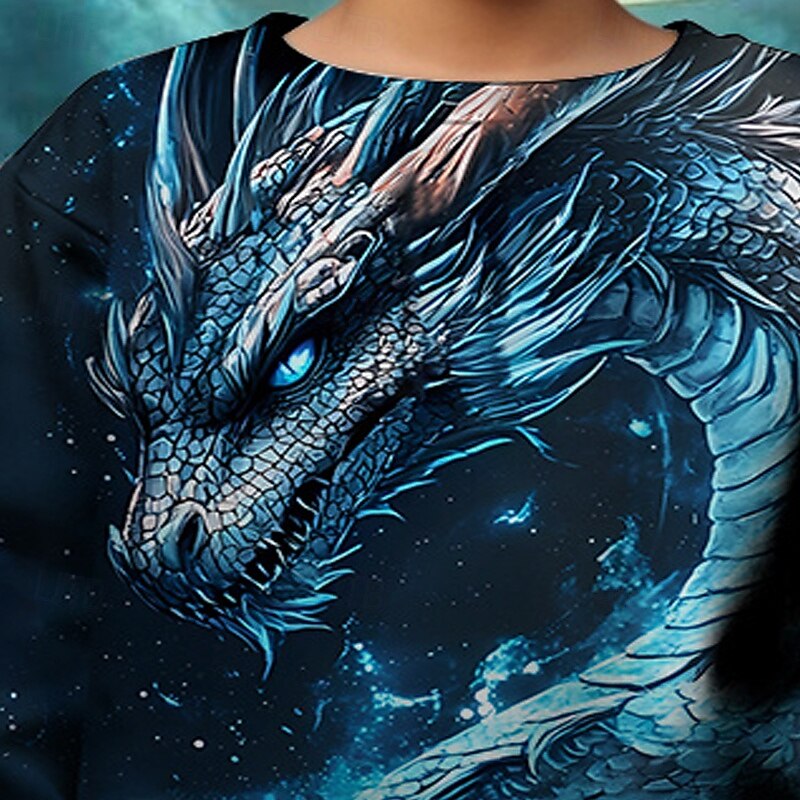 Halloween Boys' 3D Skull Dragon Sweatshirt Long Sleeve Spring Fall Fashion Basic Kids 4-12 Years Crew Neck Outdoor Casual Daily Regular Fit3