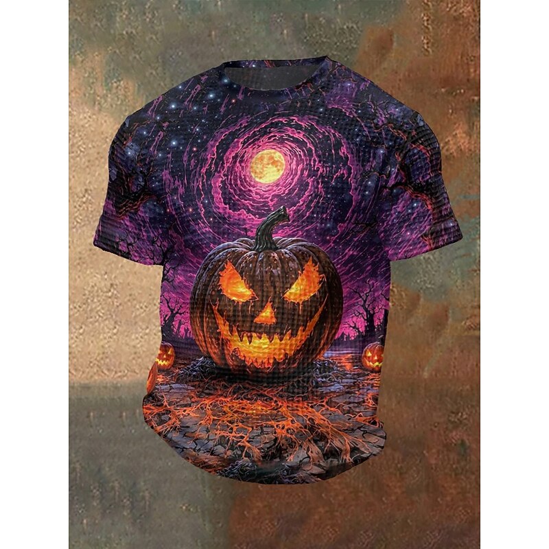 Men's Halloween Shirt Pumpkin Ghost Crewneck Clothing Apparel 3D Print Outdoor Holiday Theme Party Halloween Party Short Sleeve Print Vintage Halloween