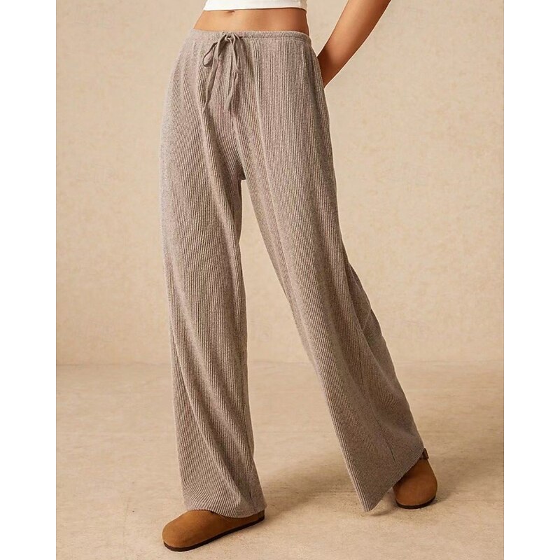 Women's Culottes Wide Leg Wide Leg Chinos Vacation Vintage Streetwear Full Length Medium Waist Plain Pocket Elastic Drawstring Design Comfy Micro-elastic High Elasticity Outdoor Vacation Daily Grey3