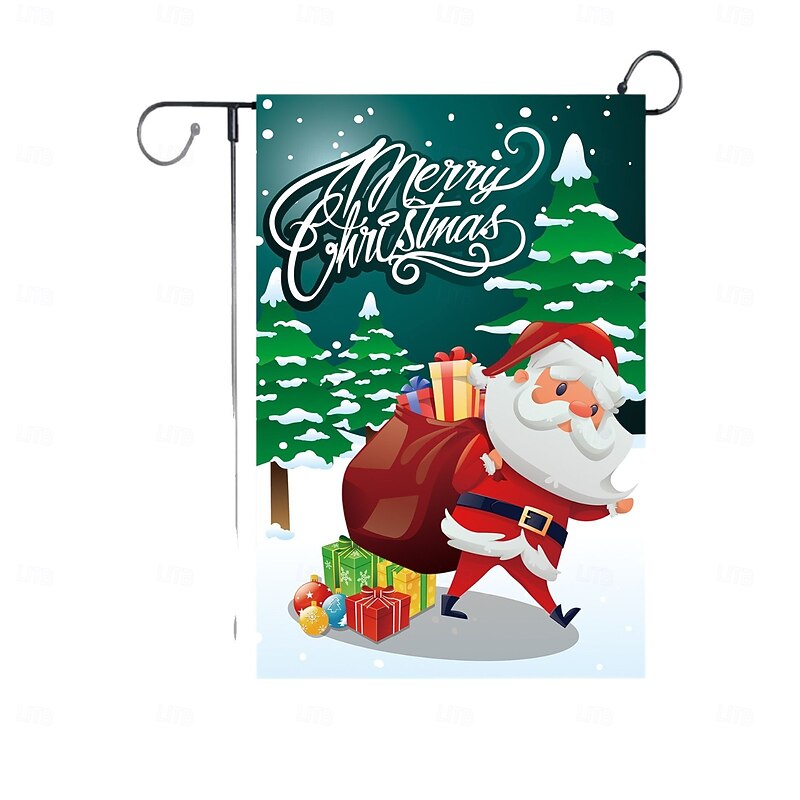 Christmas Hanging Flag, European & American Style Snowman Garden Banner, Santa Claus Holiday Decoration Flag, Festive Xmas Atmosphere Decor4