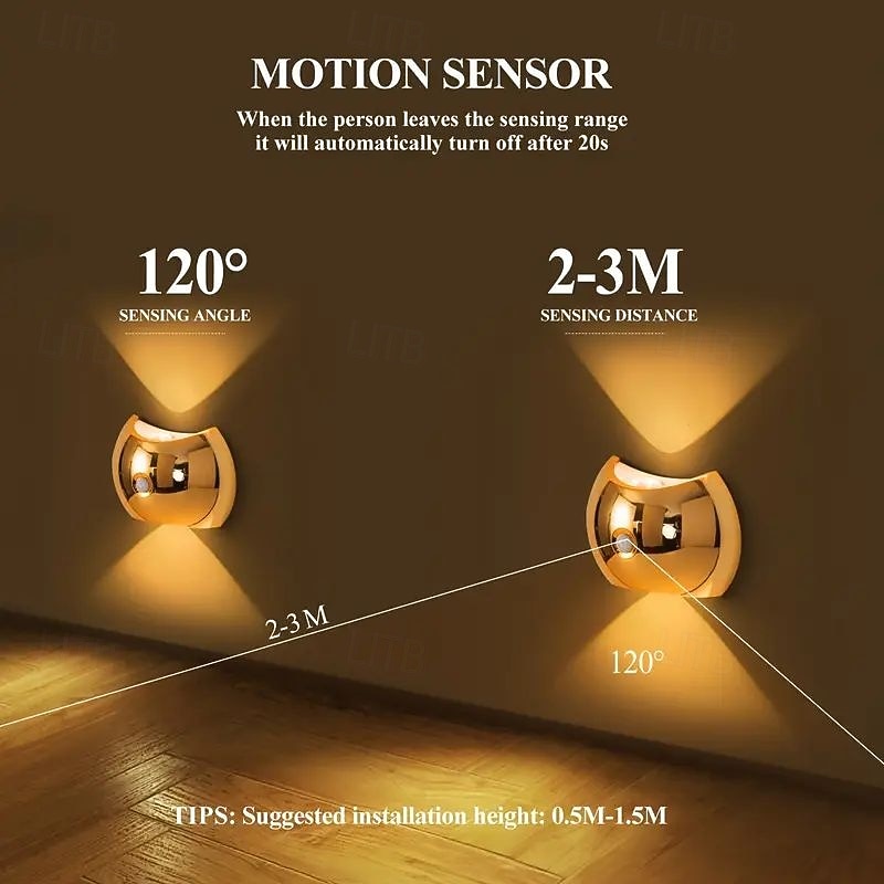 Up and Down Light Smart LED Night Light PIR Motion Sensor Magnetic Portable Wall Lamp 3 Lighting Modes Wireless Installation for Terrace Entrance Bedroom Desk Wardrobe USB Rechargeable Home Lighting4