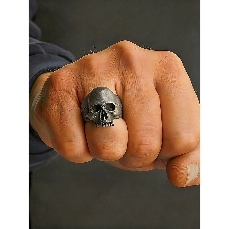Men's Halloween Skull Ring – Gothic Punk Style Alloy Statement Jewelry for Parties, Concerts and Cosplay2