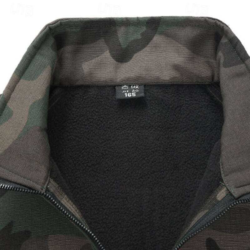 Men's Hiking Jacket Fleece Jacket Puffer Jacket Thermal Set Winter Outdoor Camo Thermal Warm Waterproof Top Green3