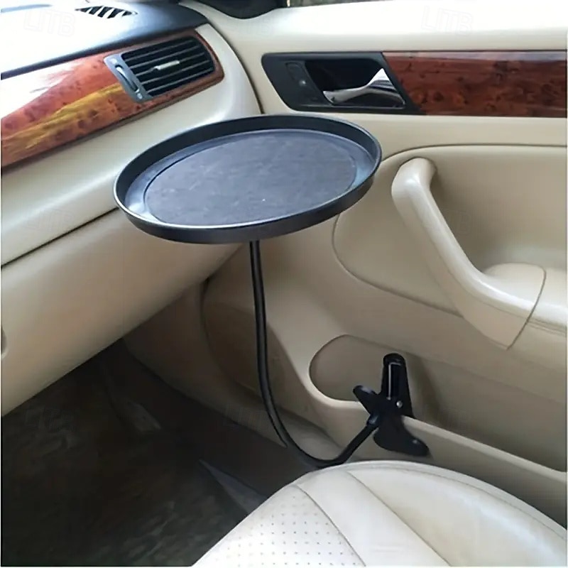 Multi-functional Abs Car Tray With 360-degree Adjustable Design And Non-slip Surface. Holds Beverages And Snacks Suitable For Various Vehicle Sizes.
