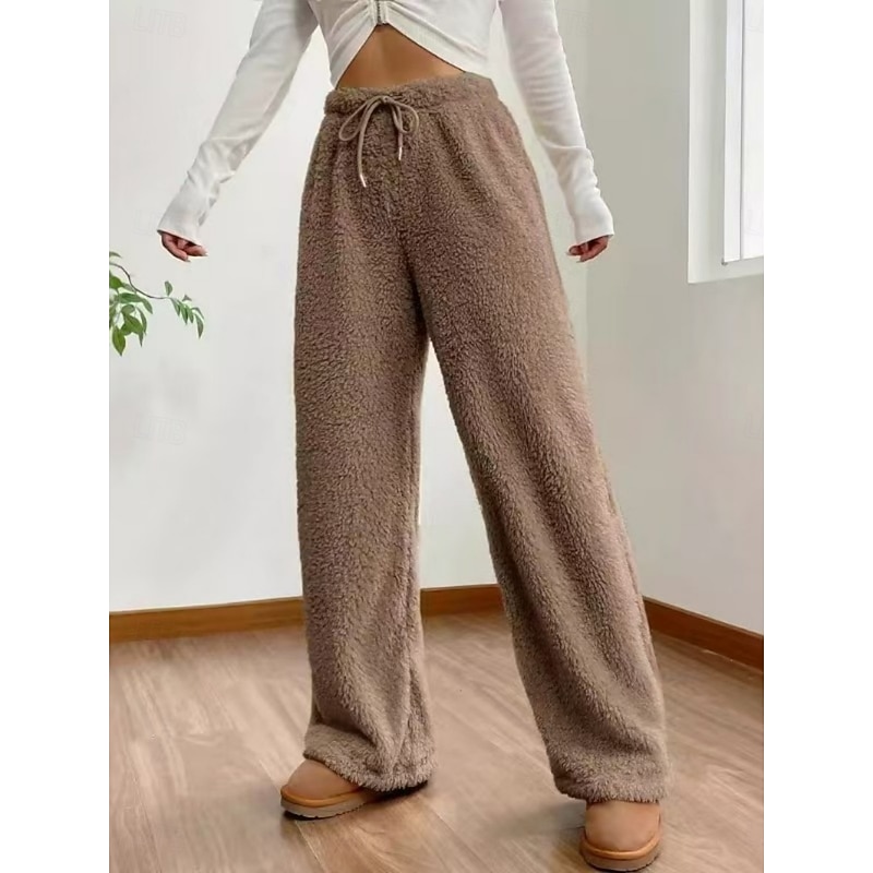 Women's Sweatpants Chinos Palazzo Pants Fashion Streetwear Basic Full Length High Waist Solid Color Plain Elastic Waistband Comfy Soft Comfortable Stretchy Outdoor Street Camel Black Khaki Spring2
