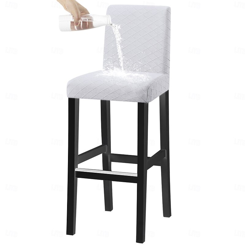Waterproof Stool Chair Covers, Diamond Jacquard Spandex Dining Chair Slipcovers, All-Season Universal Stretch Seat Covers for Banquet, Wedding, and Home Decoration3