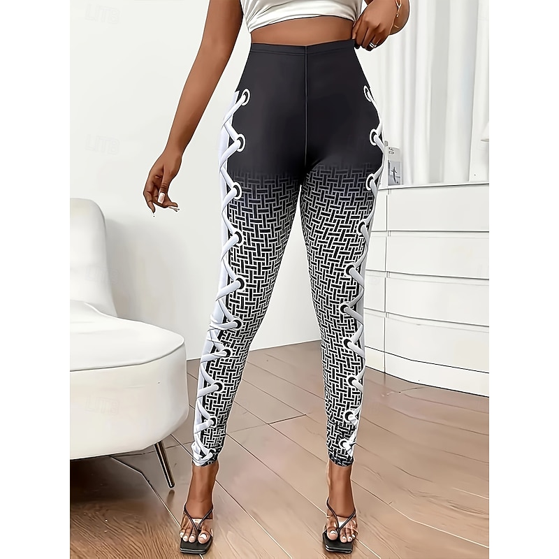 Women's Leggings Vacation Vintage Fashion Full Length High WaistPantsHalloween Graphic Halloween Monster Printing Soft Breathable Stretchy Street Causal Daily Black Fall Winter Slim Fit3