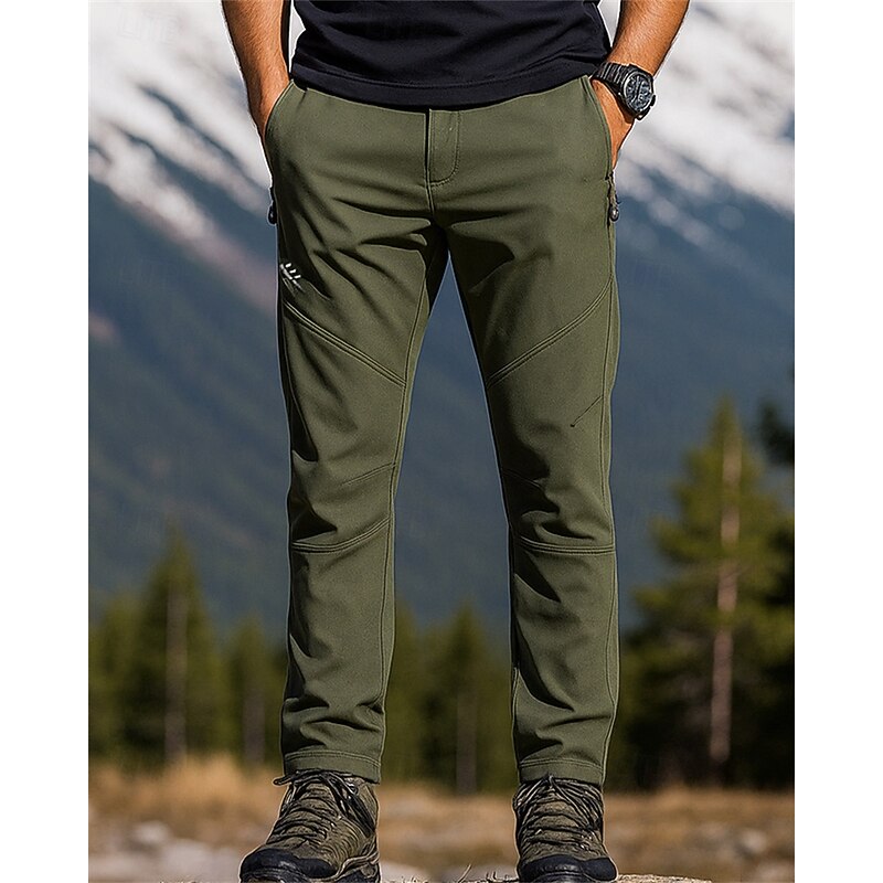 Men's Hiking Pants Trousers Waterproof Hiking Pants Fleece Pants Winter Outdoor Regular Fit Waterproof Windproof Warm Pants / Trousers Pocket Army Green Dark Gray Camping / Hiking Climbing Camping3