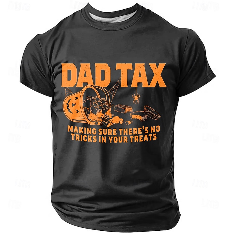 Halloween Men's Optical Illusion 3D Papa Dad T Shirt Short Sleeve T shirt 3D Print Crew Neck Shirt Exaggerated Designer Horror Party Street Holiday Black Green Dark Blue Summer Spring All Seasons3