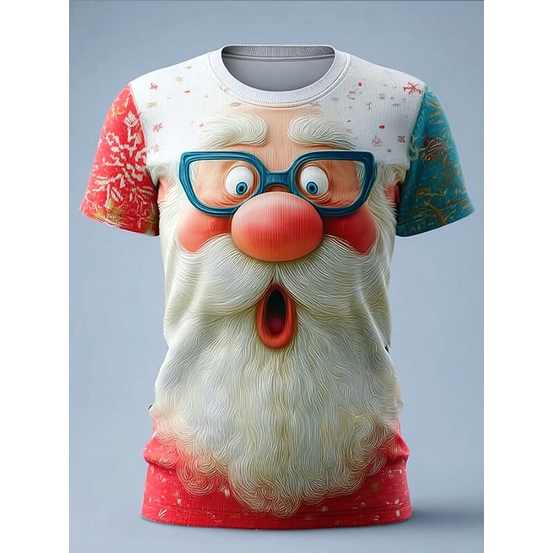 Christmas Women's T Shirt Graphic Santa Claus Vintage Stylish Classic Short Sleeve Crew Neck Regular Tops Daily Print White Red Blue Dark Green Green Fall Winter4