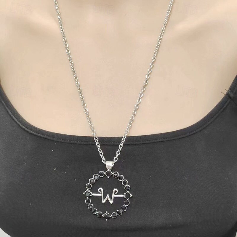 Gothic Necklace Merchandise for Party Birthday Rotating Letter W Necklace M Necklaces Wednesday Decorations Favors for Women