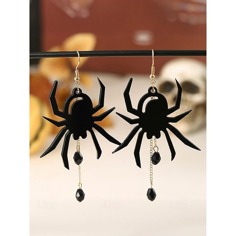 Women's Halloween Spider and Bat Drop Earrings – Gothic Punk Alloy Dangle Jewelry for Costume Parties, Cosplay and Night Outfits2