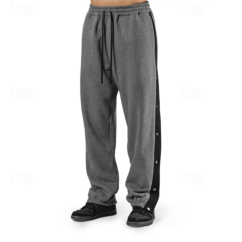 Men's Sweatpants Tear Away Pants Trousers Drawstring Pocket Elastic Waist Color Block Comfort Sports Outdoor Daily Fashion Casual Black Light Grey Micro-elastic
