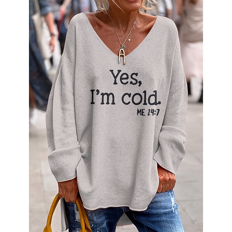 Women's T Shirt Graphic Letter Elegant Vintage Fashion Long Sleeve V Neck Regular Tops Daily Weekend Print Pink Orange Green Gray Spring Fall4