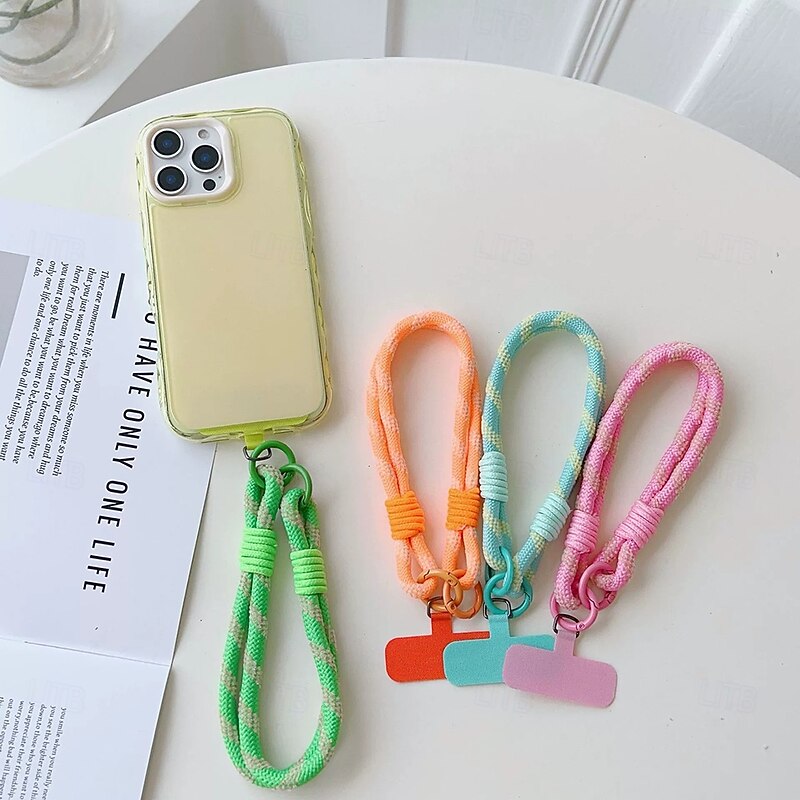 Phone Case For Lanyards Universal with Wrist Strap Color Gradient Geometric Pattern Polyester3