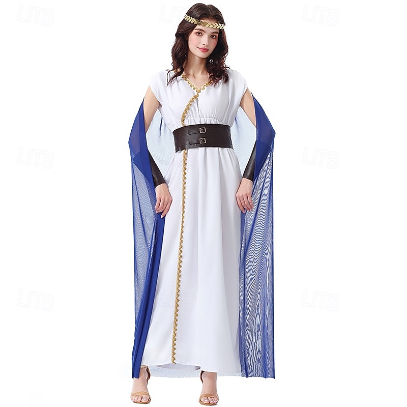 Ancient Greek Roman Fancy Costume Toga Dress Goddess Fancy Dress Women's Fantasy Halloween Carnival Performance Party Adults Dress Belt Cloak3