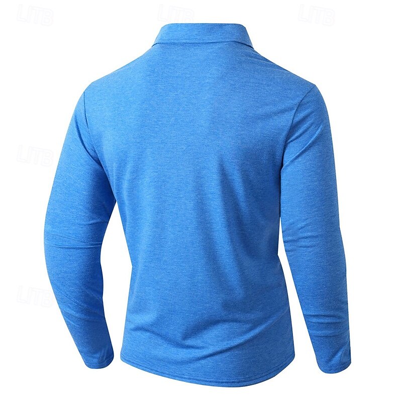 Men's Golf Shirt Golf Polos Shirts Work Casual Lapel Long Sleeve Basic Modern Plain Pocket Buttons Spring Fall Regular Fit Black White Navy Blue Dark Green Khaki Army Green Golf Shirt2