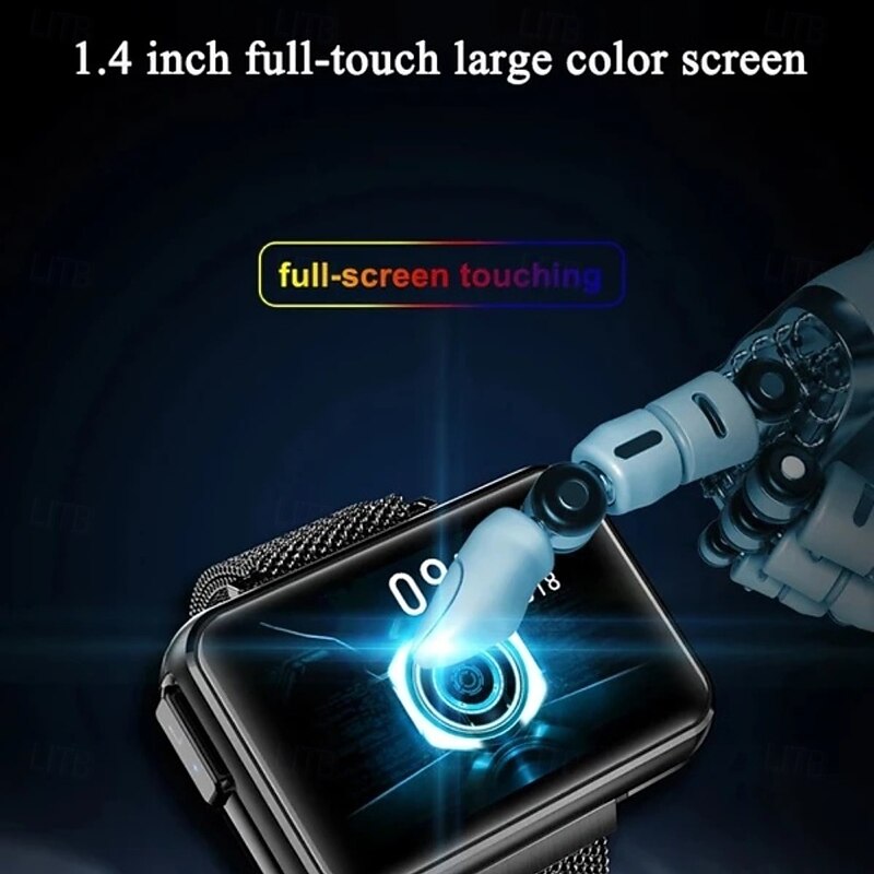 T91 Smart Watch 1.4 inch Smartwatch Fitness Running Watch Bluetooth Temperature Monitoring Pedometer Call Reminder Compatible with Android iOS Women Men Long Standby Waterproof Media Control IP654