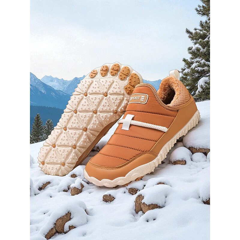 Women's Camel Outdoor Sneakers with Plush Interior and Durable Rubber Sole, Ideal for Hiking, Winter Adventures and Casual Weekend Outings