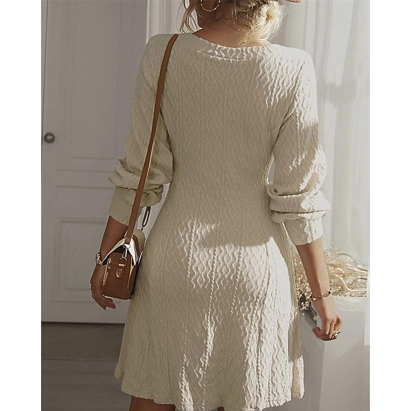 Women's Midi Dress Black Dress Party Dress Casual Dress Cocktail Dress Elegant Fashion Modern Outdoor Party Daily Slim Plain Long Sleeve V Neck Black White Blue Spring Autumn4