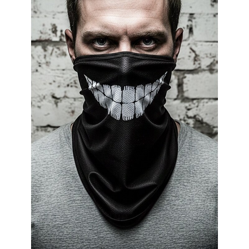 Men's Halloween Skull Mask - Horror Printed Bandana Neck Gaiter, Lightweight and Breathable Fabric, Suitable for Cosplay, Masquerade and Outdoor Cycling