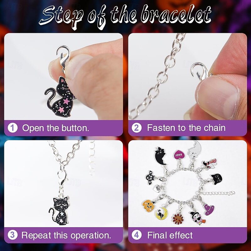 Halloween Advent Calendar 2025 for Girls and Boys With 24 Days Unique Gift Countdown Calendar Spooky Castle Design Blind Box DIY Creative Charm Pendant Bracelet3