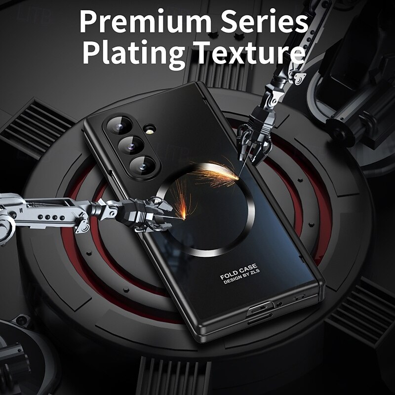 Phone Case For Samsung Galaxy Z Fold 7 Z Fold 6 Z Fold 5 Z Fold 4 Z Fold 3 Magnetic Adsorption with Screen Protector Full Body Protective Camera Lens Protector Retro Armor PC3