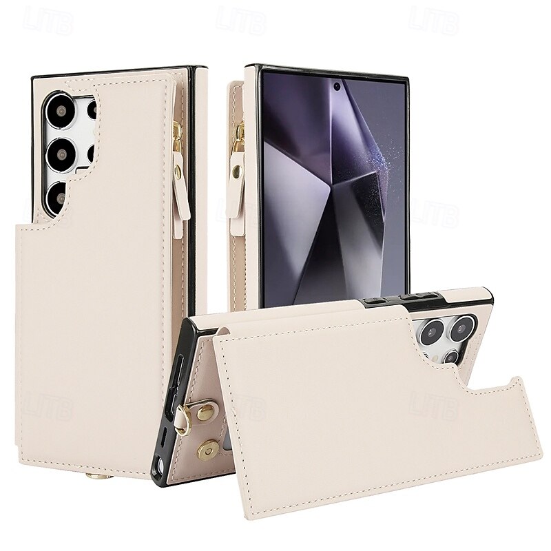 Phone Case For Samsung Galaxy S25 S24 S23 S22 Plus  Ultra A16 A55 5G A14 A54 A53 A13 Back Cover with Lanyard Kickstand Card Slot Retro TPU PU Leather