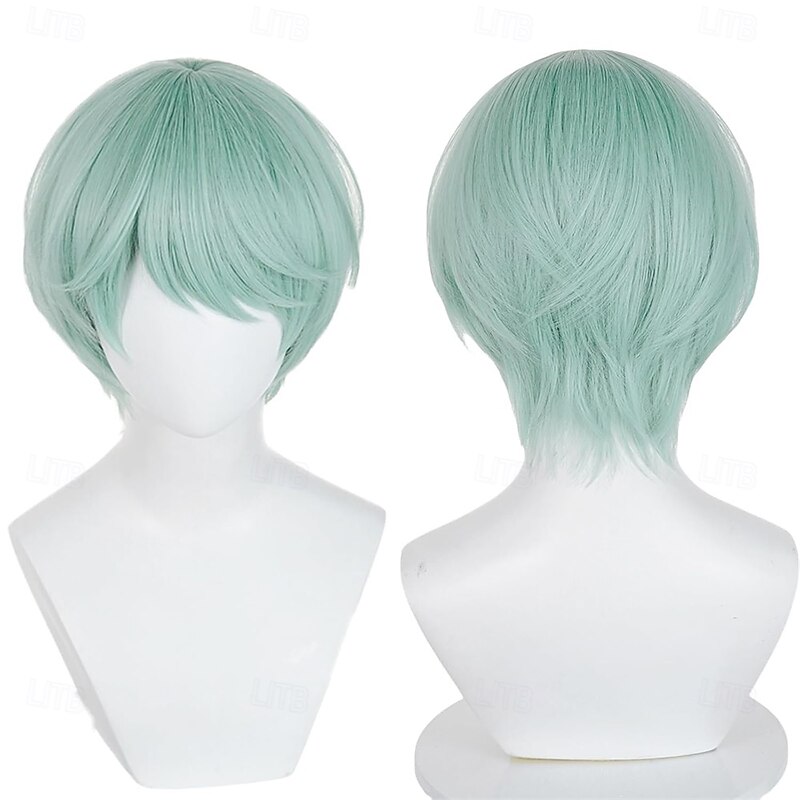 Movie Anime Korean Idol Inspired Cosplay Pop Star Wig Short Green Halloween Cosplay Party Wigs