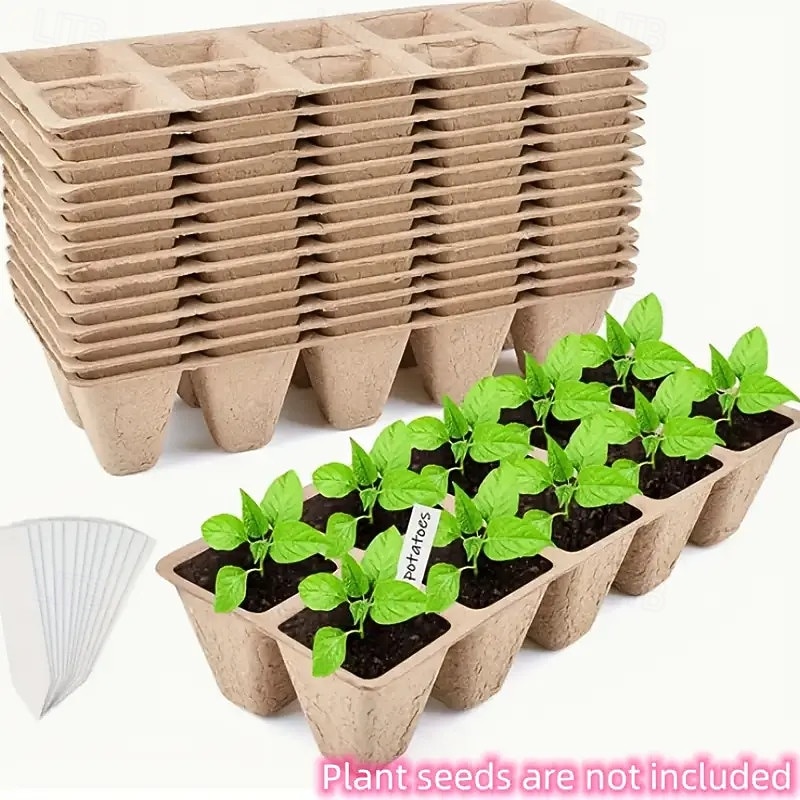 50/100 Pcs Seedling Starter Trays Biodegradable Nursery Pots for Tree Seedlings, Succulents, Cuttings, Microgreens, Orchids – Bulk Plant Germination Cups