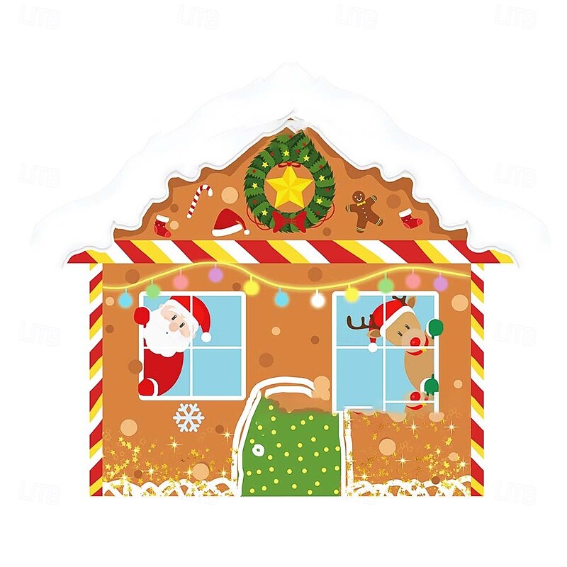 Christmas Gingerbread House Shaped Flag, Car Trunk Party Decoration, Outdoor Holiday Banner, Laser-Cut 100D Polyester