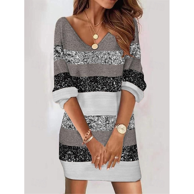 Women's Mini Dress Sheath Dress Shift Dress Party Casual Boho Holiday Regular Fit Floral Abstract Long Sleeve V Neck Pink Blue Fuchsia Orange Spring Fall Winter3