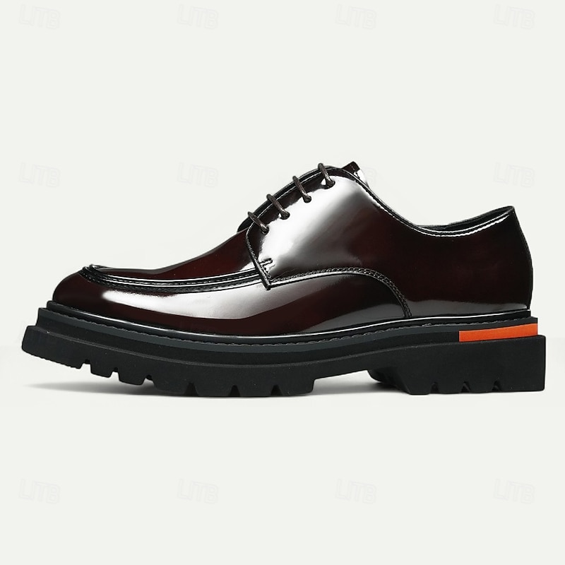 Men's Brown Genuine Leather Lace-Up Oxford Shoes – Classic Formal Dress Shoes for Business, Office and Evening Events3