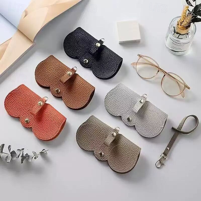 5 Pack Soft Leather Sunglasses Bag, Portable Glasses Case for Women Men, Soft Felt Glasses Organizer Bag with Strap