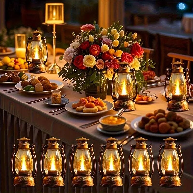 6/12PCS Christmas Retro LED Candle Lights Creative Oil Lamp Halloween Ornaments Holiday Camping Portable Night Light Wedding Birthday Atmosphere Decoration3