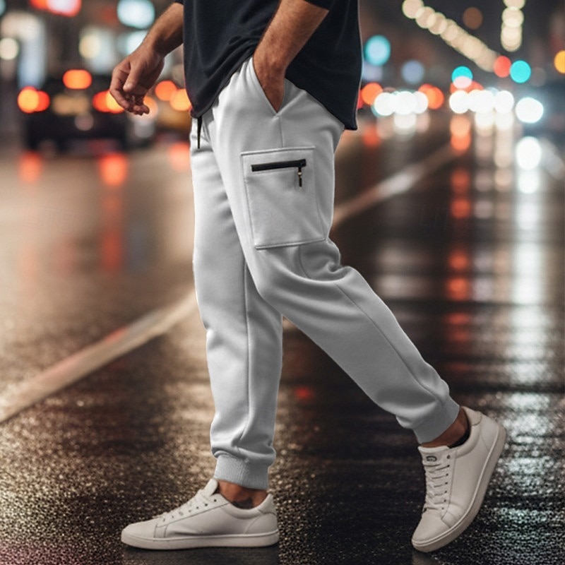 Men's Sweatpants Joggers Trousers Casual Pants Running Pants Drawstring Elastic Waist Plain Moisture Wicking Breathable Full Length Sports Outdoor Casual Daily Fashion Streetwear Loose Fit Black Navy
