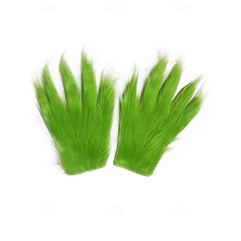 Women's Halloween Green Furry Gloves – Fluffy Costume Accessory for Cosplay, Dress Up Party and Holiday Outfit4