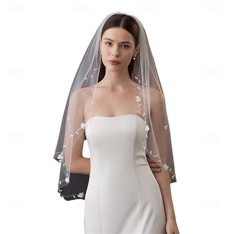 One-tier Comtemporary / Stylish / Classic Style Wedding Veil Elbow Veils with Pure Color 35.43 in (90cm) Tulle4