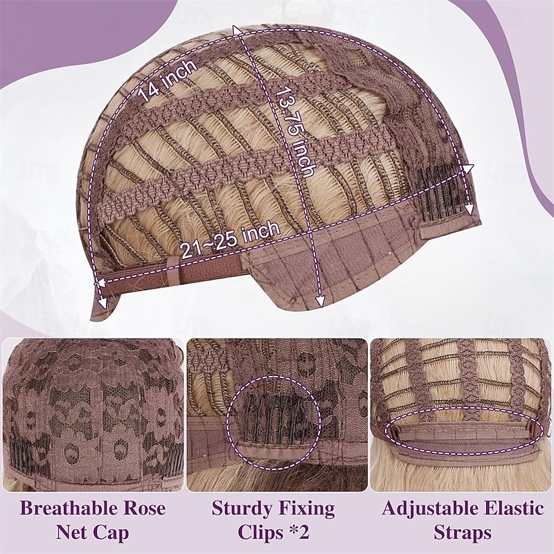 Ombre Blonde Layered Wig with Bangs - 20 Inch Blonde Ombre Layered Wig with Dark Roots for Women - Natural Looking Soft Wavy Synthetic Sabrina Wigs Layers Fringe Daily2