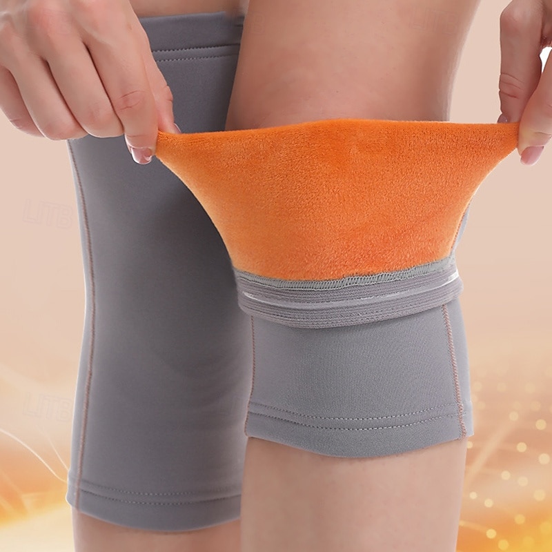 Women Men Collision Avoidance Anti-slip Plain Windproof Warm 2 Pack Fleece Rotective Knee Pads For Outdoor Sports