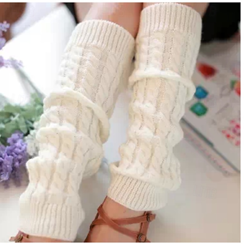 Women Cable Knit Slouch Socks, Fall and Winter Warm Korean Style Leg Warmers, Japanese Inspired Knitted Calf Socks
