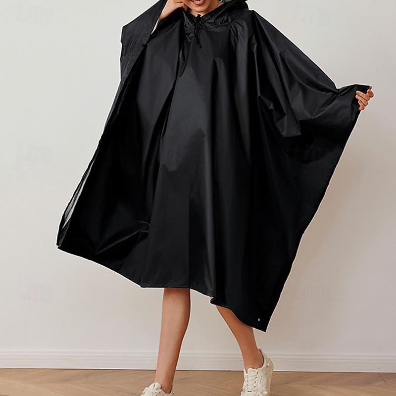 Women's Cloak / Capes Waterproof Windproof Irregular Hem Casual Plain Outdoor Vacation Street Daily Wear Long Hooded Regular Fit Long Sleeve Outerwear Black Blue Army Green Fall Winter2