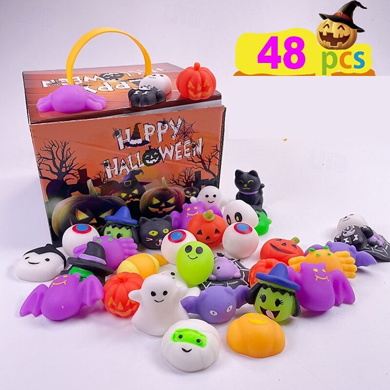 24/48Pcs Halloween Mochi Squishy Toys Halloween Party Favors for Kids Halloweens Toys for Trick or Treat Bulk Non Candy Halloweens Treats Gift Goodie Bags Fillers Party Supplies for Kids Boys Girls2