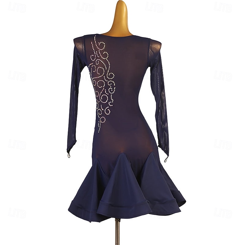 Women's Nylons Latin Dance Dress Rumba Dance Practice Dresses Performance Dresses3